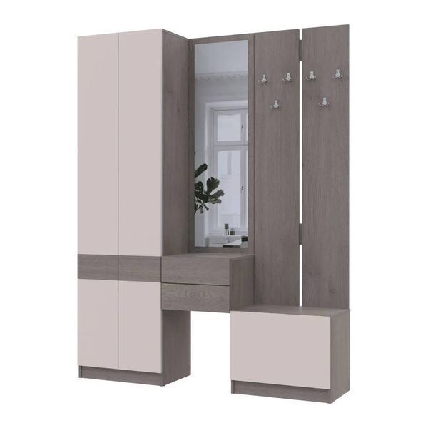Прихожая Doros Сола (модульная &mdash; 3 элемента) Канноло/Кашемир 165х40х215 (DRS-011900) (арт. 00000092743) &mdash; фото