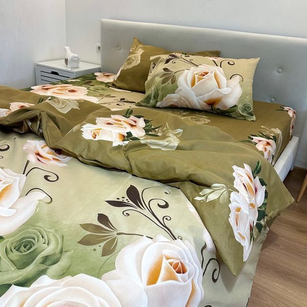 Комплект постельного белья Поликотон LeLIT P-0108 Коричнево-Зеленый Семейный (LLT-111233) (арт. 44815) &mdash; фото