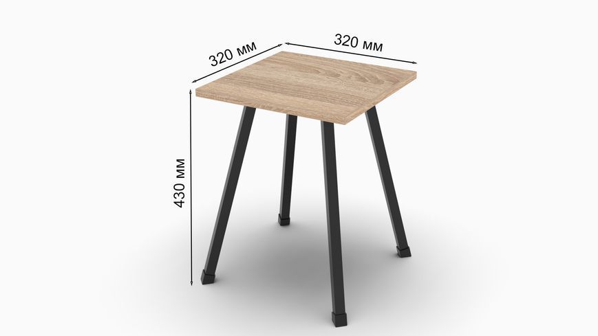 Табурет кухонний Ferrum-decor 430x320x320 Чорний метал ДСП Дуб Сонома 16 мм (FRD-104640) (арт. 35637) &mdash; фото