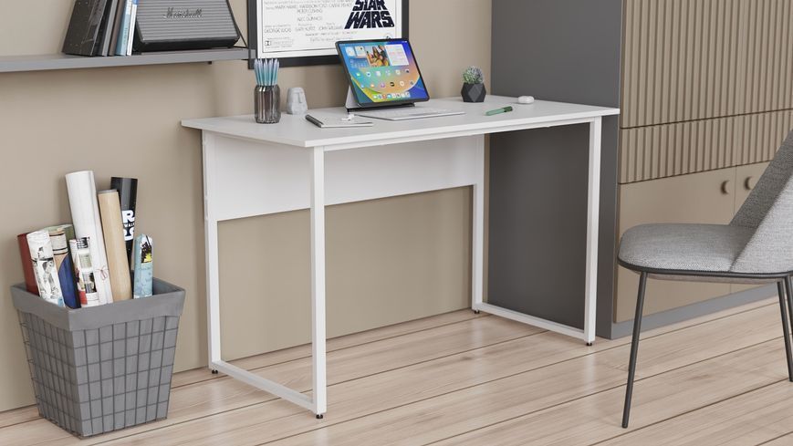 Письмовий стіл із ящиками Ferrum-decor Оскар 750x1400x600 метал Білий ДСП Бетон 16 мм (FRD-103247) (арт. 36019) &mdash; фото