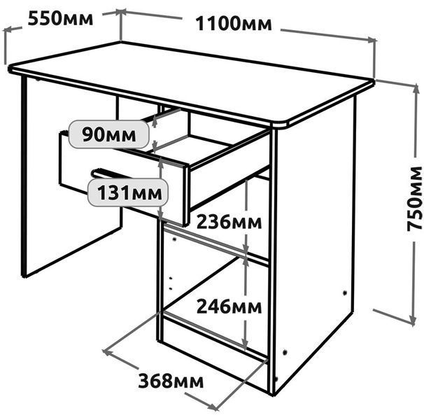 Письмовий стіл Еверест Школяр-3 Дуб сонома/Білий (DTM-073871) (арт. 00000098298) &mdash; фото